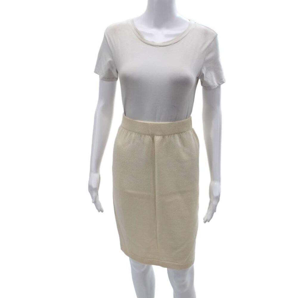 St. John Basics Women Pencil Skirt Beige Wool Rayon Blend Size 6